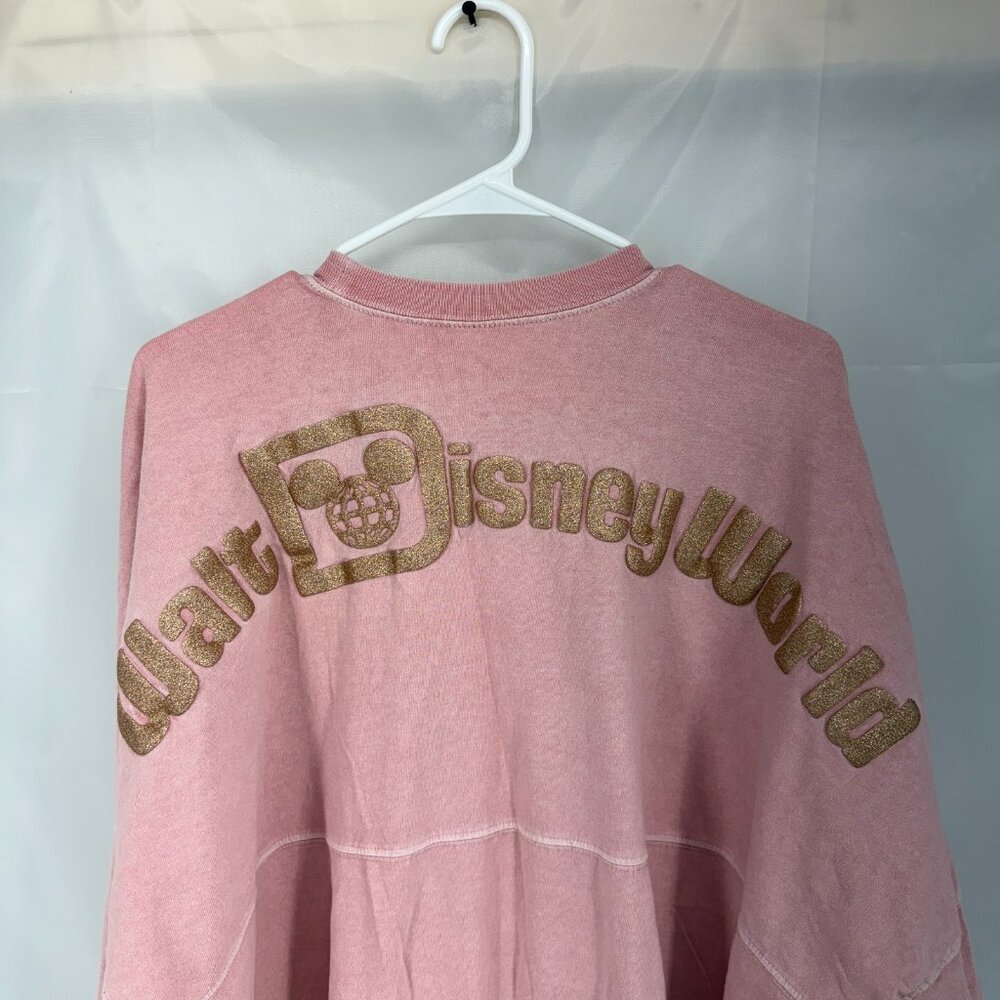 Disney Spirit Jersey Women XXL Oversized Shirt Pink Disneyworld Spellout Glitter - Picture 3 of 7